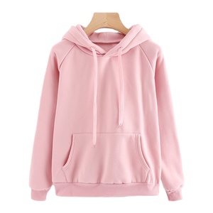 Casual bolsillo canguro de <span class=keywords><strong>rosa</strong></span> con capucha llana suéteres de Otoño de las mujeres ropa de manga larga de lana gruesa sudaderas - Product Image 1