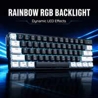 Mini clavier de jeu 60 %, clavier mécanique ultra-compact 61 touches rétroéclairé RVB, étanche, pour ordinateur de bureau et PC
