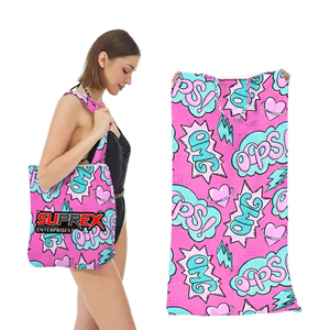 Custom 2 in 1 <b>Beach</b> <b>Towel</b> Shoulder Bag Microfiber Quick Dry Absorbent <b>Towel</b> Digital Print Travel <b>Beach</b> Use - Product Image 3