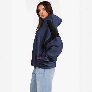 Sweat à capuche colorblock style occidental pour femme – Tendance, coupe oversize, couleurs contrastées, automne-hiver, manches longues, pull à capuche ample - Product Image 3
