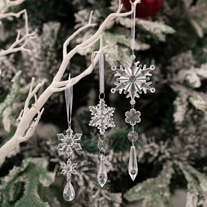 Nuevo conjunto de 6 piezas de guirnaldas de acrílico con copos de nieve, colgante de copo de nieve, decoración para árbol de Navidad. - Product Image 4