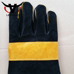 Gants de soudage 16 pouces noirs et bleus, longs, imperméables, épais, en <span class=keywords><strong>cuir</strong></span> de vachette pleine fleur, pour soudage TIG MIG, gants de sécurité pour soudeurs - Product Image 4