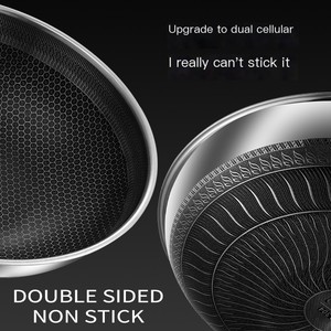 مقلاة طهي يومية عالية الجودة من الفولاذ المقاوم للصدأ 304 316 غير لاصقة بغطاء زجاجي سعة 3-4 لتر مناسبة للغاز والحث الكهرومغناطيسي متينة - Product Image 3