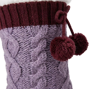 Chaussettes douillettes et antidérapantes Welwoos pour femmes, au-dessus du genou, en fourrure, épaisses, chaudes, pour l'hiver, cadeau <span class=keywords><strong>de</strong></span> Noël (rouge et violet) - Product Image 3