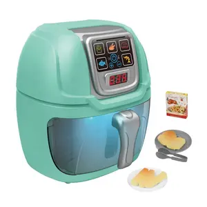 Samtoy 9PCS Simulated Household Appliances Pretend Play Air Fryer Role Play Kitchen Play Set Toy Kids Cooking Food With Light