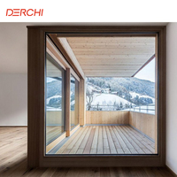 Ventanas de Aluminio de Doble Acristalamiento Triple DERCHI, de Piso a Techo, con Vidrio Templado, Aislamiento Térmico y Forma Arqueada para Hotel
