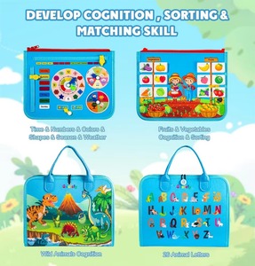 Nuovo aggiornamento Montessori autismo giocattolo sensoriale morbido tessuto in feltro blu attività di apprendimento si è sentito occupato a bordo con alfabeto animale - Product Image 5