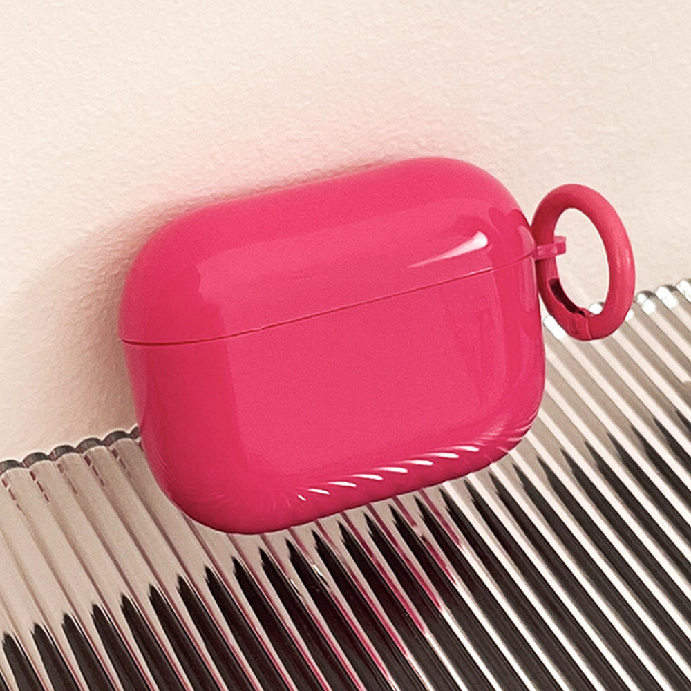 Étui pour écouteurs Fuchsia Jelly Couleur Unie avec Anneau