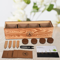 4 kit de démarrage de jardin avec plantation complète et boîte à fleurs en bois pour la cuisine Kit de culture d'herbes d'intérieur pour le bricolage de rebord de fenêtre