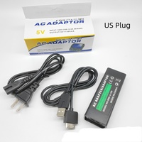 SYY Set tiga buah kabel Data, Charger adaptor AC colokan EU US untuk PSP GO dengan paket kotak hadiah
