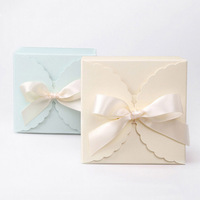 Blanc Rose Bleu Clair Beige Kraft Papier Boîte Bronzage Merci Cadeau Boîte Paquet De Noce Faveur Boîte De Bonbons Avec Ruban