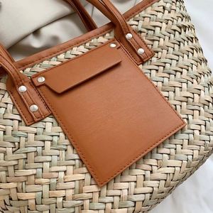 Bolsas De Senhora Feitas a Mao Bolsa Tecelagem Feita Saco Palha Verao naturel Genericas Para Mulheres Com Laco <span class=keywords><strong>Amarelo</strong></span> - Product Image 3