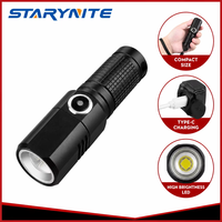 Lampe de poche LED XHP50, 550 lumens, charge USB-C, mini torche, lampe de poche rechargeable 18350 avec mode stroboscopique