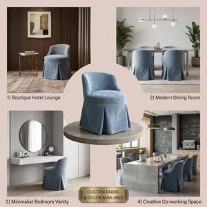 Modern Skirted <b>Armchair</b> Hidden Swivel Casters Upholstered Velvet Wood Frame Living Room Bedroom <b>Dining</b> Room Office Hotel Vanity - Product Image 6