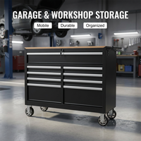 Armoire à outils roulante robuste à 9 tiroirs avec plan de travail, coffre à outils mobile en acier de 600 kg pour garage et atelier, OEM