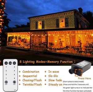 Luci a Rete LED 20Ft <span class=keywords><strong>X</strong></span> 13Ft - Controllo Remoto, Timer, Effetto Scintillante, IP54 Impermeabile, Bianco Caldo per Decorazioni Natalizie e Matrimoni (31V) - Product Image 5