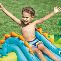Piscine gonflable d'arrosage de pelouse en PVC d'amusement extérieur d'enfants avec le jouet de fontaine d'eau de toboggan de dinosaure et d'éléphant de champignon de parasol