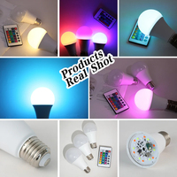 Ampoule LED RGB 7W 9W 12W E27 A60 A65 A70 avec télécommande, 16 couleurs, AC 165-265V, pour la décoration de la maison