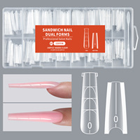 256 faux ongles à couverture complète, extensions longues, système de gel double forme sandwich, 16 tailles, formes cercueil/amande/carrées
