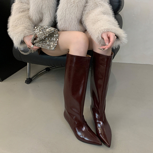 Hot Latest 2024 Fine Heeled High Heeled Drill Women's <b>Boots</b> 40 - Product Image 1