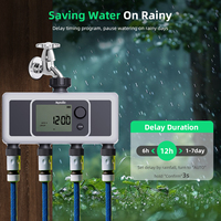 Programmateur d'arrosage automatique 4 zones avec entrée pivotante en laiton - Minuteur numérique pour arroseurs 4 sorties - Contrôleur intelligent d'irrigation de jardin