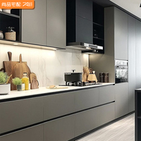 Armoires de cuisine modernes modulaires entièrement personnalisées Wision Professional avec robinet en marbre de verre, finition stratifiée, unités en bois