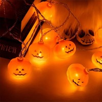 Lampu LED String Halloween Liyan Warm White Desain Labu Panjang 1.5m Rating IP44 CRI50 Dekorasi Suasana Pesta Liburan