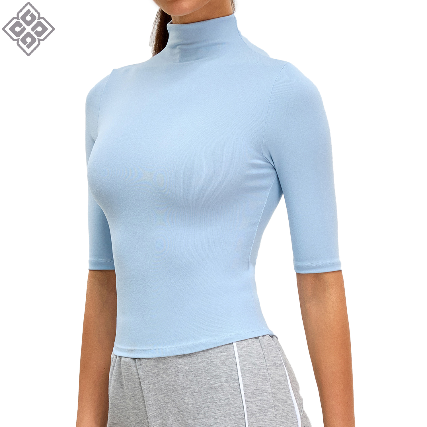 New Arrival Women High Neck Half Sleeve Yoga Tops Nude Feel Quick Dry Slim Fit Stretch Sports T Shirt Running Fitness Clothes
