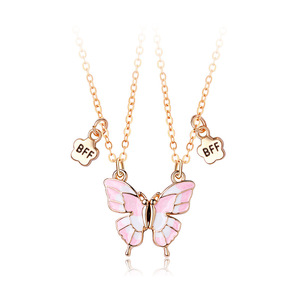 Magnetic Heart Puzzle Butterfly Charm Drip Oil Heart Pendent collana per coppie Best Friend Forever BFF collana per bambini - Product Image 6