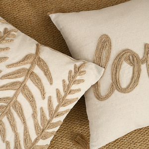 Fundas de almohada para el hogar con bordado de diseñador, fundas de cojines con patrón de plantas para sala de estar - Product Image 5