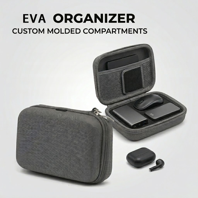 Shockproof EVA for for 2.5/3.5 Inch External HDD/Mouse Waterproof Zipper Closure 2-3 Compartments Multi-Functional Bag