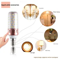 Ampoule LED Corn E27/E14 à culot vissé 12W/16W, lumière blanc chaud, 3 couleurs, dimmable, haute luminosité, alimentation AC/DC, PC, économie d'énergie, pour hôtel