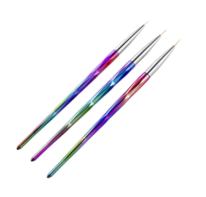 Ensemble de 3 pinceaux à ongles en nylon à manche métallique gradué, durables, pour salon, peinture d'ongles, pinceau à vernis à ongles en plastique, outil de manucure - Product Image 1
