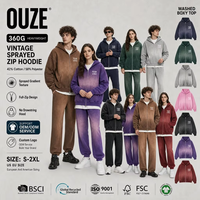 Sweat à capuche zippé intégral pour homme, 360 g/m², épais, teint par pulvérisation, style streetwear américain, fermeture éclair bidirectionnelle, effet délavé vintage, logo personnalisé
