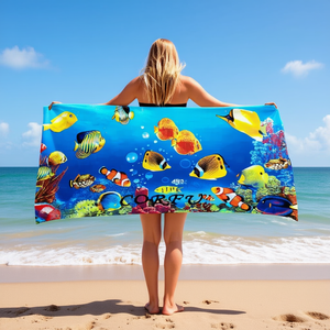 Asciugamano da spiaggia Buonic 70x140 cm con stampa di pesci corallo per piscina o spiaggia - Product Image 2