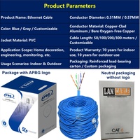 Câble Ethernet LAN UTP Cat6a en rouleau de 305 m, 4 paires, 23AWG, Cuivre/CCA, certifié CE ROHS, pour communication intérieure 10 Gbit/s, commande en gros