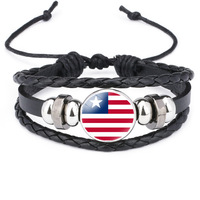 Bracelet en fil ciré tressé personnalisé avec drapeau national de Guinée, cordon réglable, souvenir culturel patriotique, cadeau