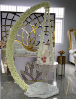 Décoration de mariage, table de desserts pour fête de mariage, ensemble de socles en métal doré, support à gâteau suspendu doré brillant