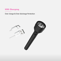Senter LED Mini portabel, untuk berkemah luar ruangan, ringan dengan pengisian USB lampu metalik tubuh untuk penggunaan darurat