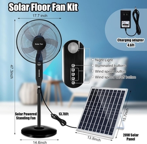 16-Inch Solar Rechargeable Battery 15000mAh/18000mAh 3-Speed 5 Gears Solar Fan 25W Portable Solar Fan Solar Solar-Powered Coolin - Product Image 4