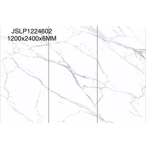 1200X2400 Mm Porselen Besar Calacatta Lempengan Ramping Lembaran Lantai Marmer Putih Format Besar Ubin Porselen Tipis