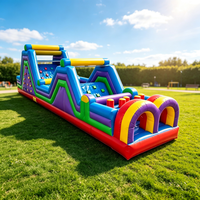 Parcours d'obstacles gonflable avec toboggan, combo commercial pour enfants et adultes, fête en plein air, château gonflable personnalisé