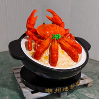 Sculpture décorative personnalisée en fibre de verre pour extérieur, en forme de nourriture simulée (crabe, crevettes, fruits de mer, nouilles), impression 3D, pour enseigne de magasin