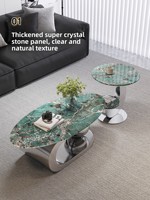 Table basse ovale en métal minimaliste moderne pour salons, nécessite l'assemblage, élégante et compacte