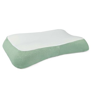 Oreiller en mousse à mémoire de forme en forme de cale, fermeté moyenne, pour adultes, blanc et vert - Product Image 1