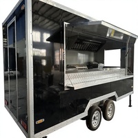 Camion de restauration mobile en acier inoxydable à 4 roues pour barbecue, chariot à glaces, remorque alimentaire, grill, garantie 1 an pour les snacks aux États-Unis