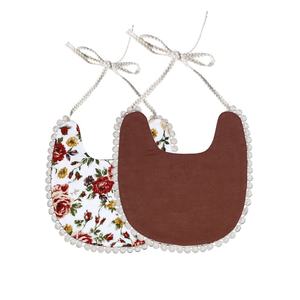2025 Ins Venta caliente Baberos florales para bebés Sweety Girls Dos capas Lino Algodón Borla Baberos personalizados - Product Image 3