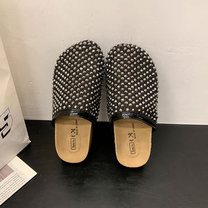 Nouveau fabricant <span class=keywords><strong>de</strong></span> chaussures sabots personnalisées pour femmes <span class=keywords><strong>filet</strong></span> <span class=keywords><strong>de</strong></span> pêche <span class=keywords><strong>de</strong></span> haute qualité semelle en liège anti-glissante sabots pour femmes pantoufles en diamant Oem - Product Image 5