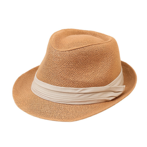 Chapeau pliable en trois parties avec ruban décoratif en paille beige et marron, taille réglable pour hommes et femmes, idéal pour l'été et les activités de plein air - Product Image 1