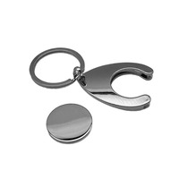 Personalisierbarer, gravierbarer Einkaufswagenchip-Schlüsselanhänger aus Metall für Werbezwecke